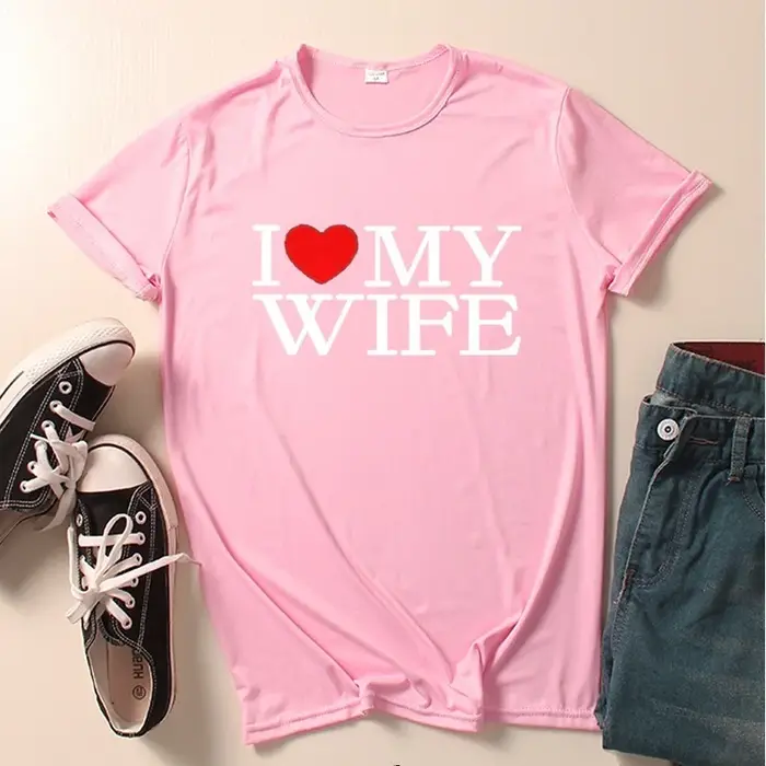 T-shirt col rond pour couple, estival et décontracté, à la mode, avec impression du roi, de la reine