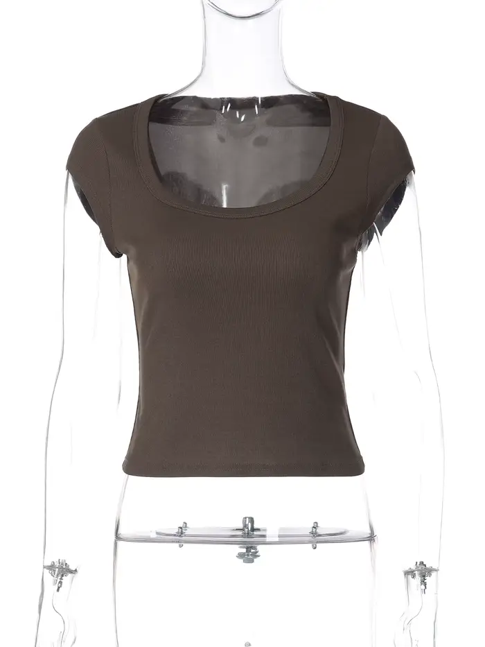 T-shirt à manches courtes et col carré Dulzura pour femme