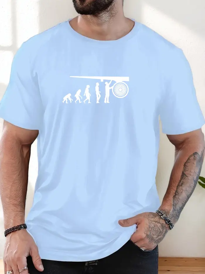 T-Shirt homme 2025 nouveauté humoristique évolution graphique gymnase haltère blanc imprimé haut élégant quotidien décontracté