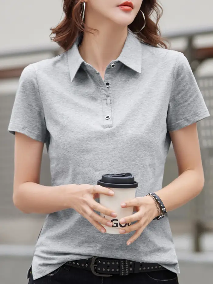 Polo de couleur unie pour femmes