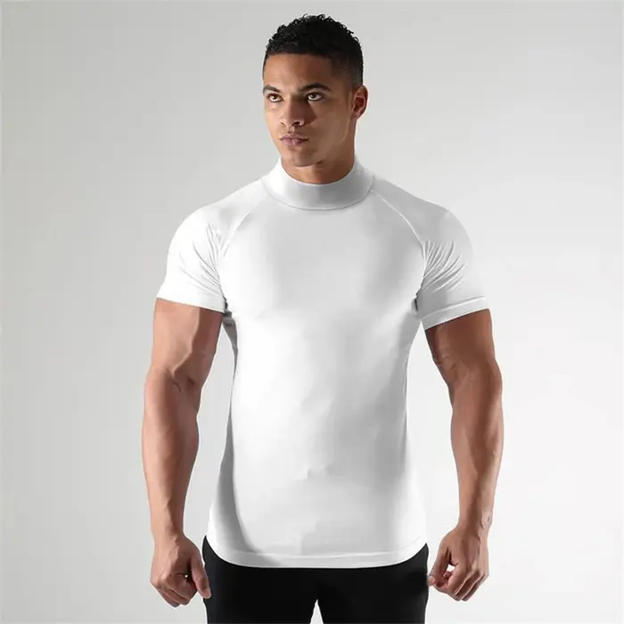 T-shirts à col roulé à manches courtes pour hommes
