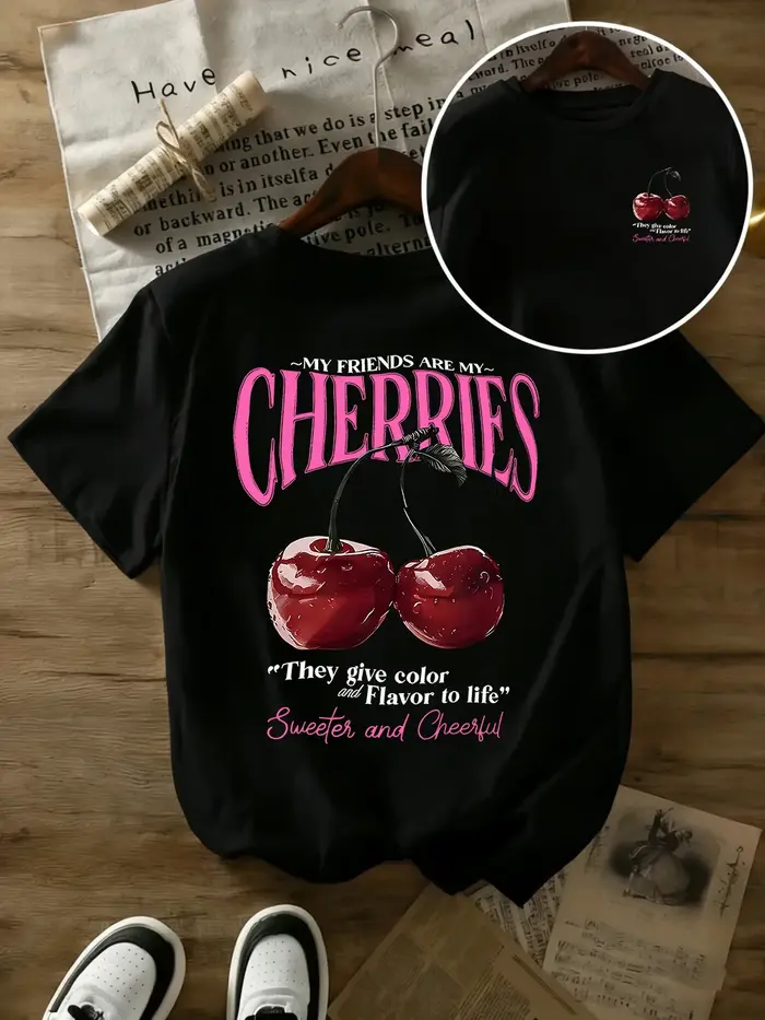 T-shirts imprimés cerises pour femmes