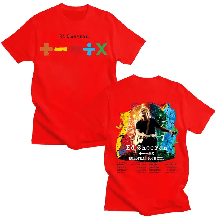 Ed Sheeran Tour européen 2025 T-shirts hommes et femmes vêtements en coton col rond manches courtes ample mode t-shirt