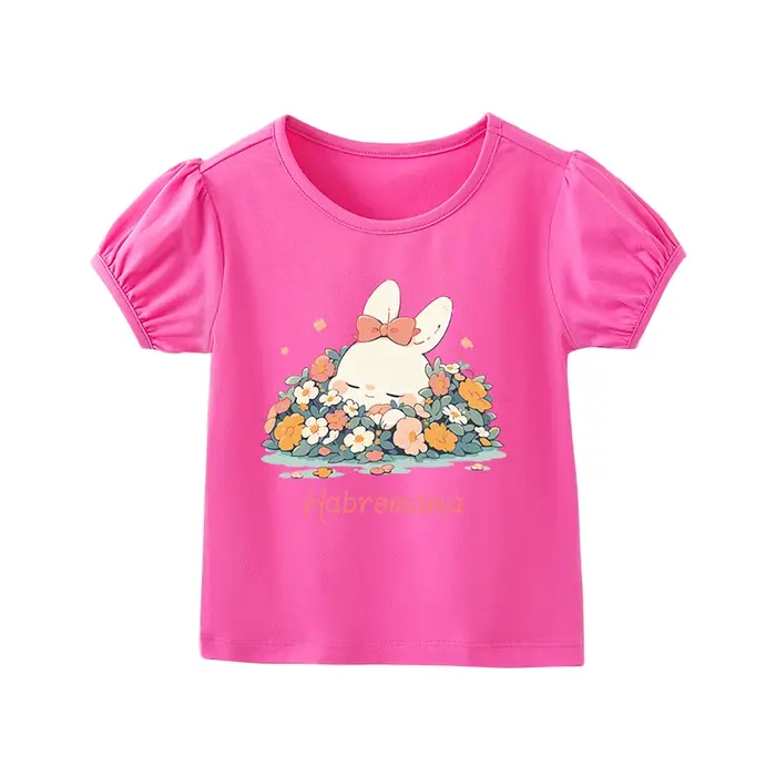 T-shirt à Manches Courtes pour Enfant, Vêtement d'Extérieur, Violet, Imprimé Dessin Animé, Hipster, 