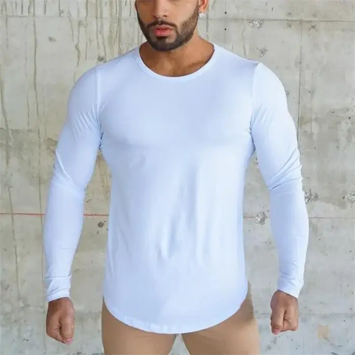 T-shirt ajusté à manches longues pour hommes, t-shirts de musculation minces, t-shirts de loisirs ma
