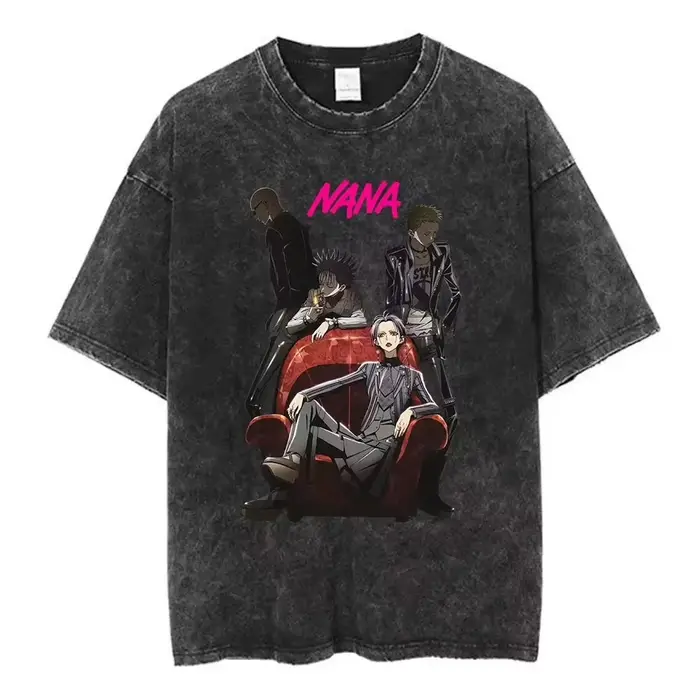 T-shirt ample vintage délavé style rétro japonais Nana Osaki Anime