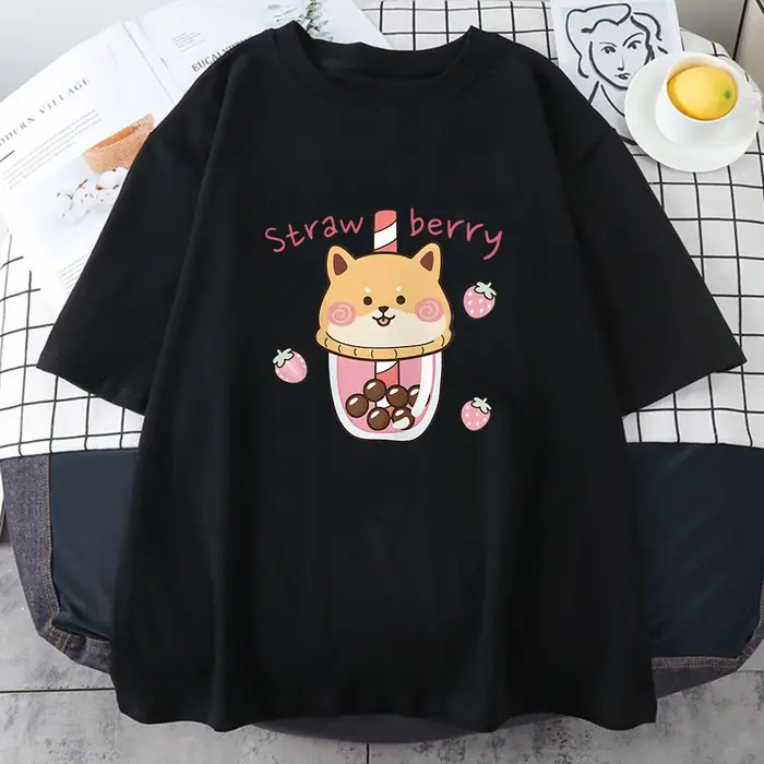 T-shirt imprimé dessin animé Harvey Milk pour filles, manches courtes, coton doux, Économie décontra