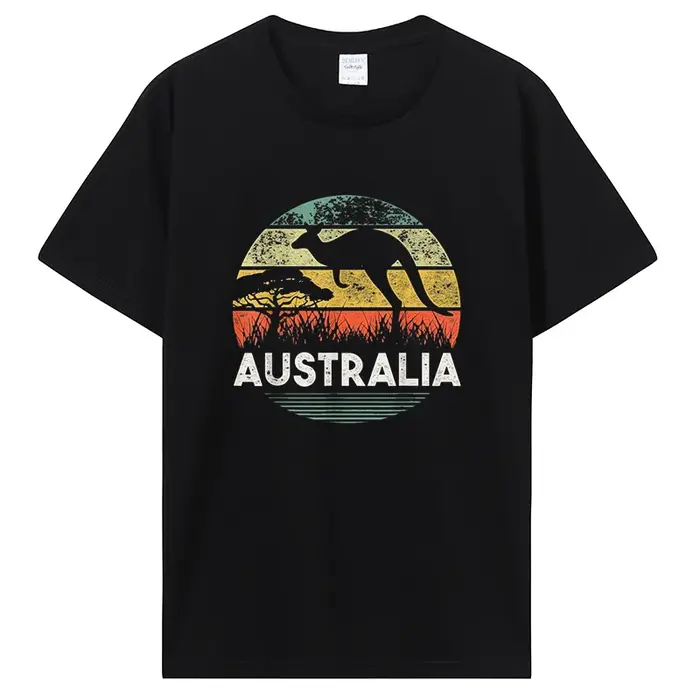 T-shirt manches courtes homme, streetwear, humoristique, vintage, en coton, kangourou australien, ca