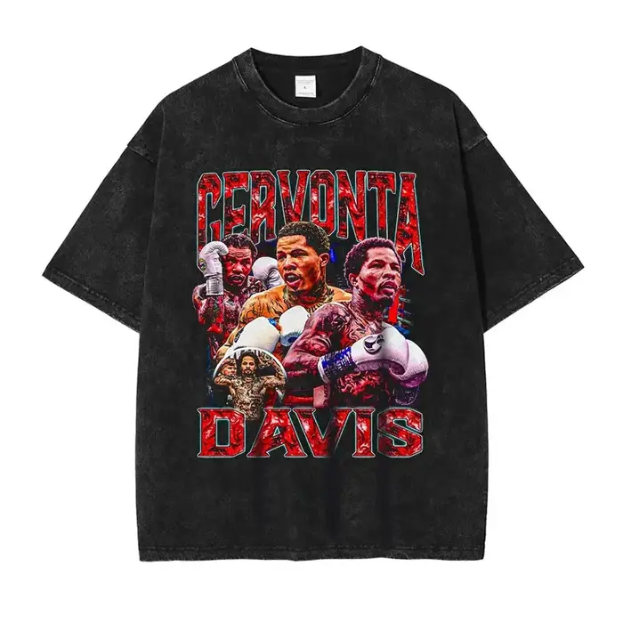 Réservoir Gervonta Davis T-shirt Champion de boxe lavé à manches courtes surdimensionné
