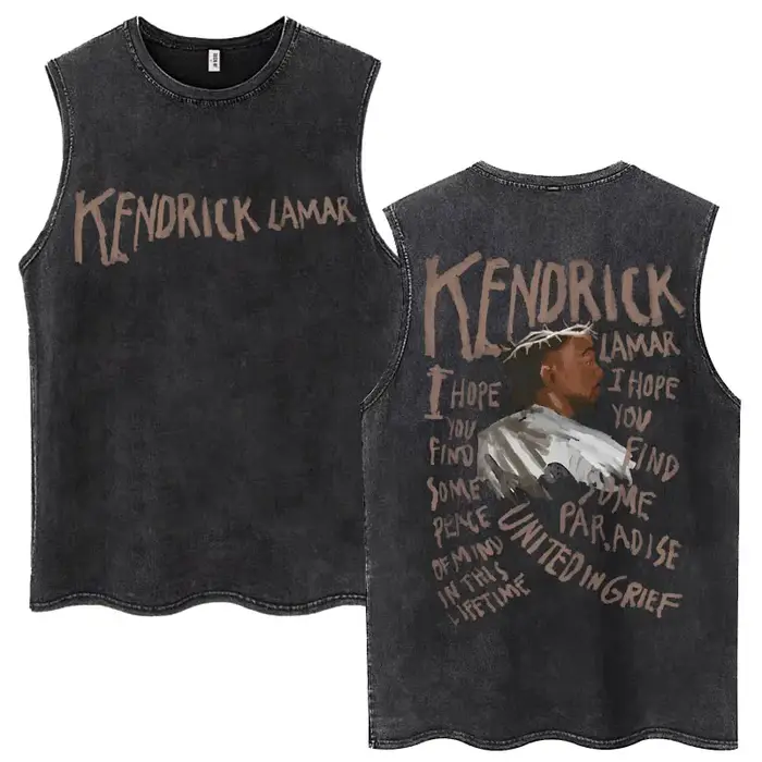 Débardeur Vintage délavé rappeur Kendrick Lamar Album pour hommes