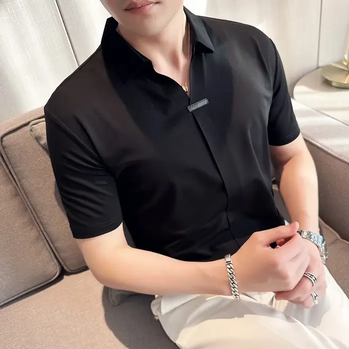Polos de luxe à manches courtes pour hommes