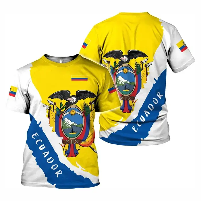 Ecuador drapeau T-shirt pour hommes été décontracté col rond