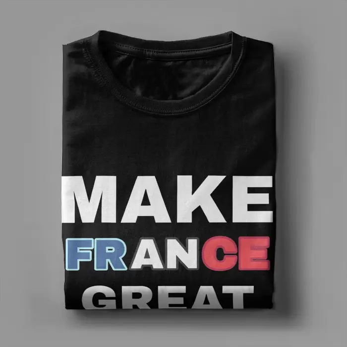 T-shirt pour hommes en coton pur, col rond, à manches courtes, idée cadeau, « Make France Great Again »