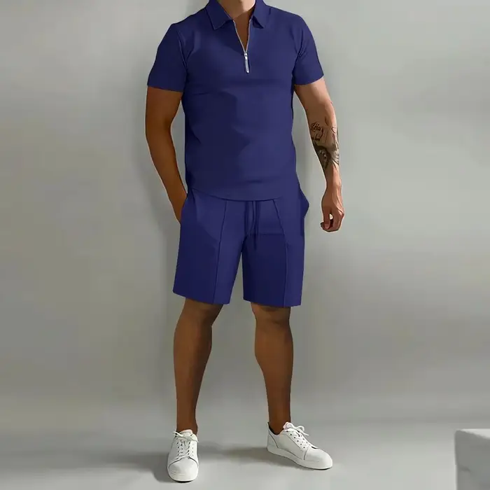Ensemble polo décontracté léger à manches courtes pour homme, avec short sportif tendance pour la sa