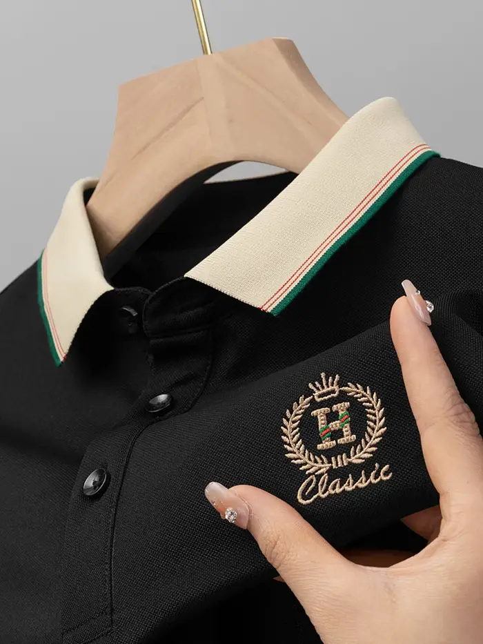 Paul's T-shirt d'été à manches courtes pour homme avec col ajusté et polo brodé