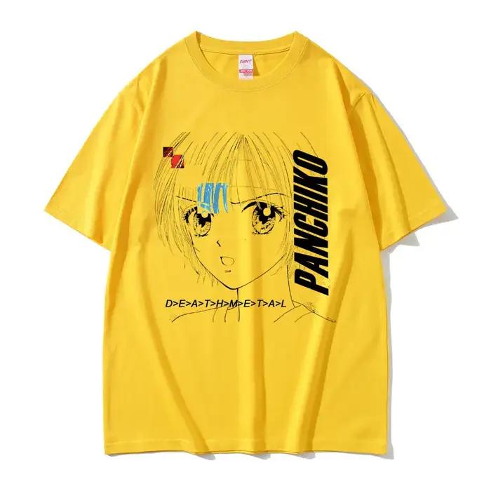 T-shirt graphique d'anime Dethmetal Panchiko pour hommes et femmes, vintage, manga, manches courtes, Y2K, dessin animé japonais, streetwear, unisexe, décontracté