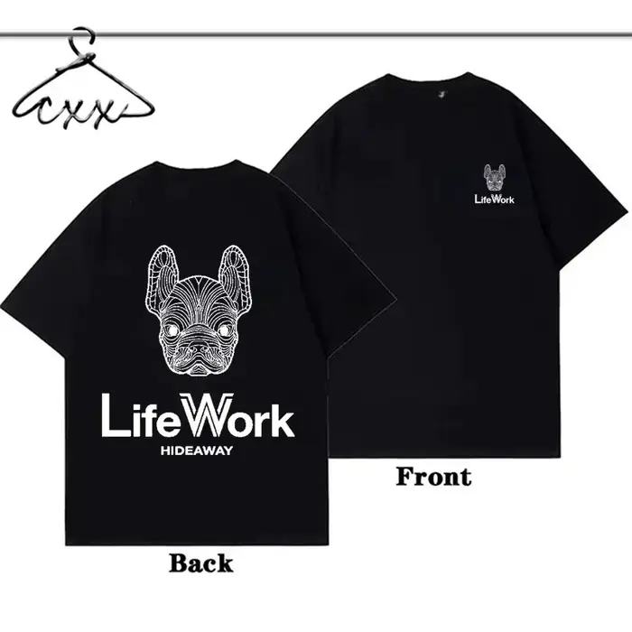 T-shirt Vintage Coréen à Motif Chien, Marque de Luxe, Coton, Homme Femme, Été, Rétro, Ample, Manches