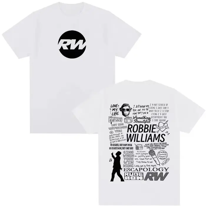 T-shirt décontracté rétro tendance King Robbie Williams, coupe ample et respirante pour homme, colle