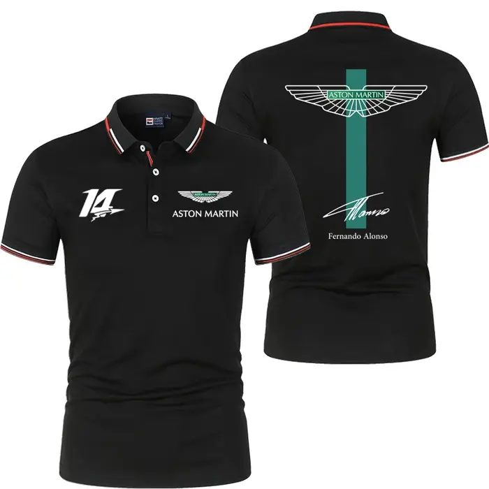 Polo de sport d'été pour hommes de l'équipe Aston Martin Racing Fernando Alonso, polo de mode pour h