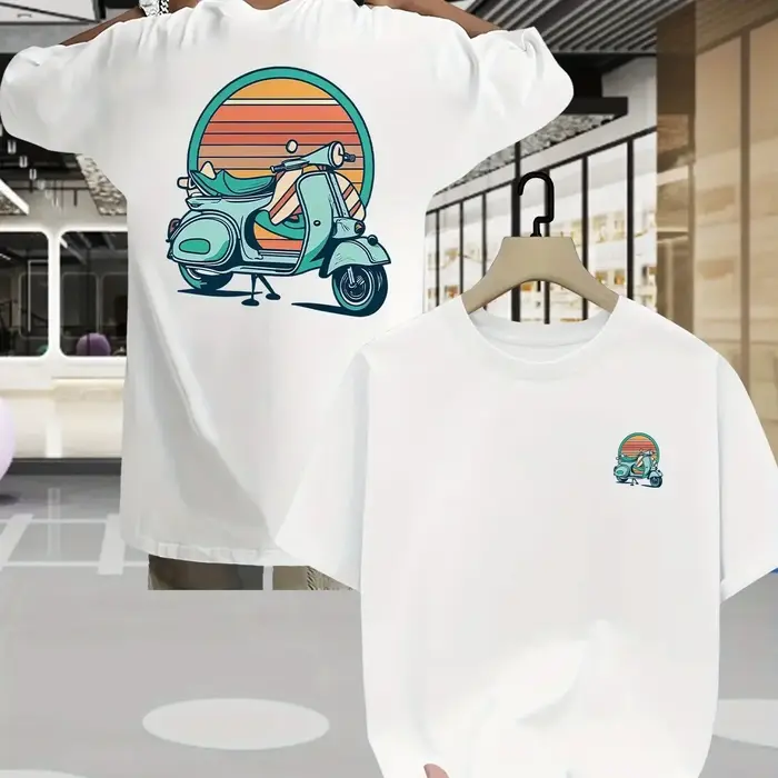 T-shirt pour homme à motif scooter rétro