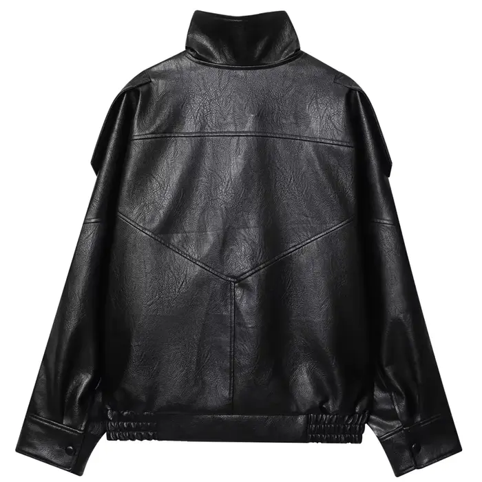 HXAO femmes vestes noir veste en simili cuir femme 2025 asymétrique à manches longues vêtements d'ex