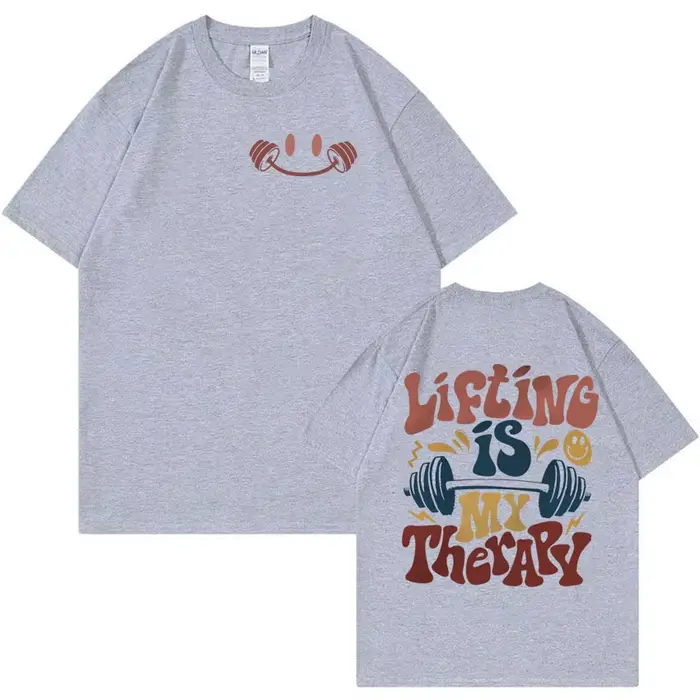 Le levage est ma époque de thérapie drôle Meme T-shirt hommes femmes été Harajuku mode T-shirts Vintage col rond