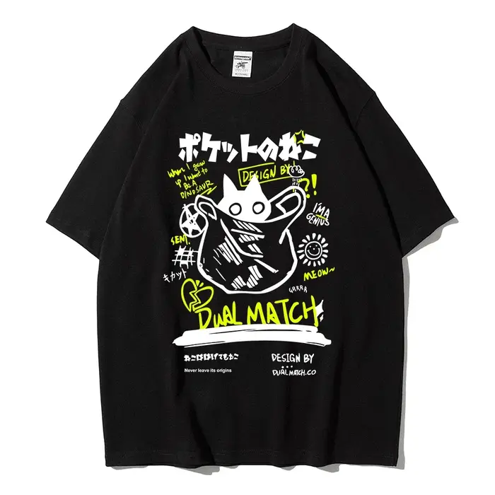 T-shirt à manches courtes pour femmes, dessin animé, Harajuku, Kawaii, imprimé chat, vêtements de ru