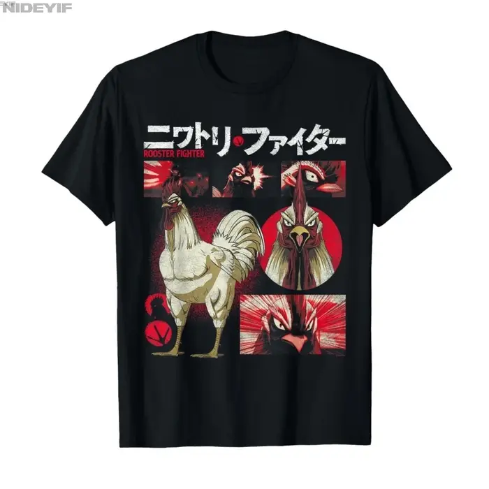 T-shirt à manches courtes pour hommes et femmes, 100% coton, avec collagène Rooster Fighter Keiji, t
