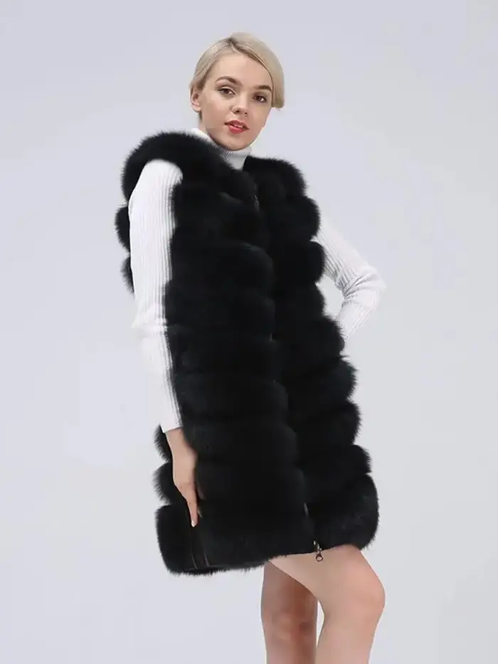 2025Bzoosio mode grande taille femmes dames sans manches couleur gilet solide hiver ample fausse fourrure