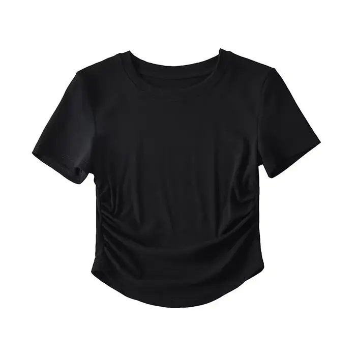 T-Shirt à Manches Courtes et Col Ras du Cou pour Femme