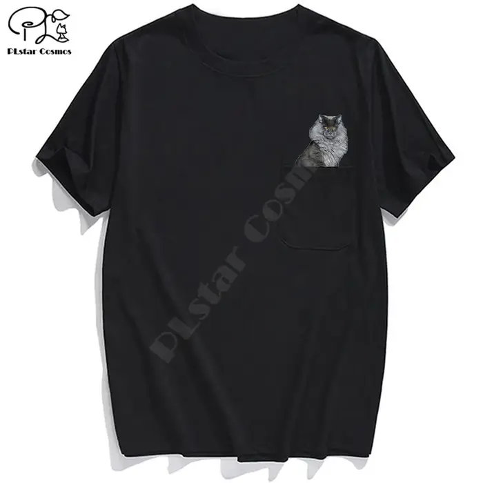 PLstar Cosmos t-shirt mode été poche travail chat imprimé