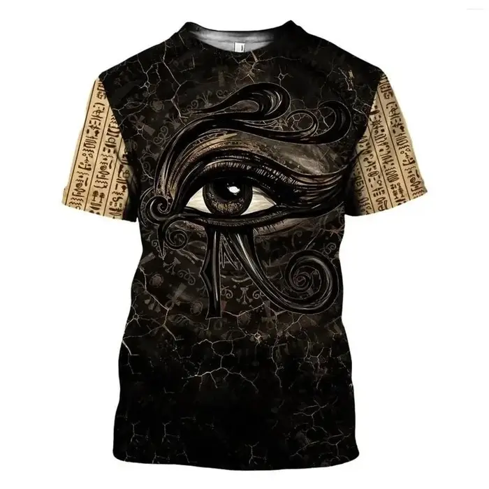 T-shirt manches courtes col rond pour homme, ample et col rond, avec image d'oiseau égyptien antique