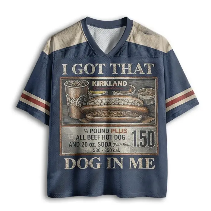 T-shirt ample en maille à col en V, motif slogan amusant style rétro hot-dog, color block bleu marin
