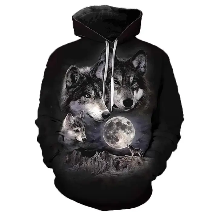 3D loup sweat à capuche pour homme à capuche Animal loup imprimé sweat à capuche survêtements homme/