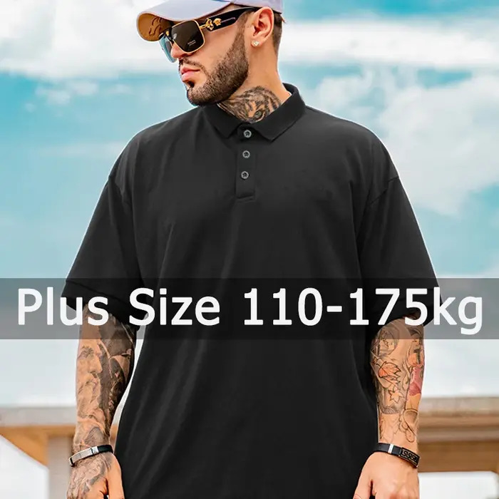 Polos Hommes Grande Taille 1XL-7XL 110-175kg T-shirt À Manches Courtes