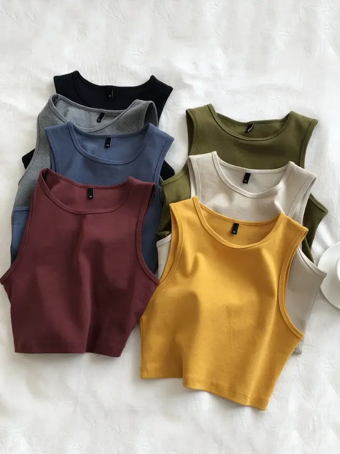 Haut court rétro sans manches pour femmes, nouveau, haut, audiminceur, extensible, slim, court, été