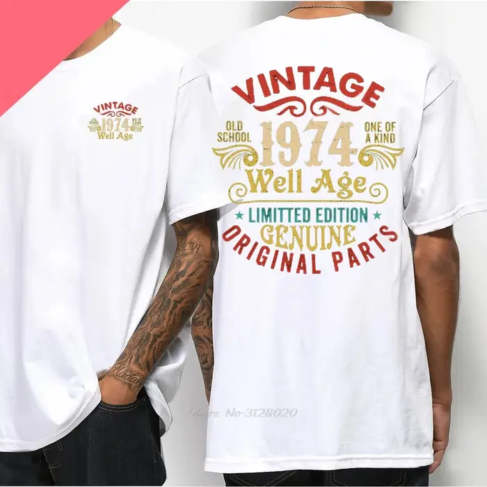 50e anniversaire haute qualité T-Shirt légendes nées en 1974 Vintage 50 ans T-Shirt poitrine gauche