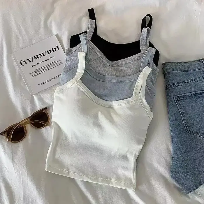 Haut court femmes Sexy hauts sans manche mode sous-vêtements féminins dame Camisole fille basique T-shirt gilet Lingerie soutiens-gorge bustiers nouveau