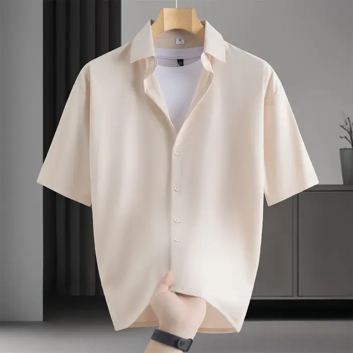 Chemise d'affaires décontractée sans repassage pour hommes