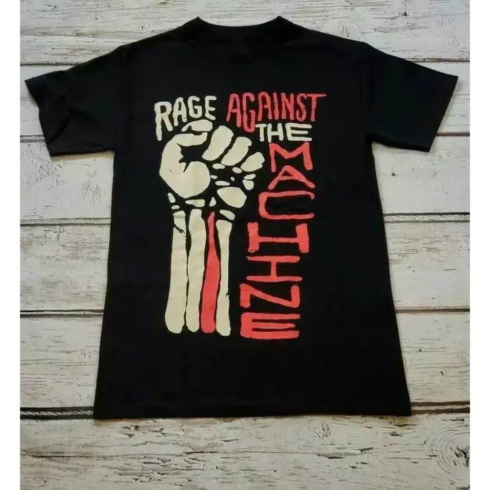 T-shirt unisexe Rage Against The Machine Band Hand Up, T-shirt noir décontracté à col rond en coton,