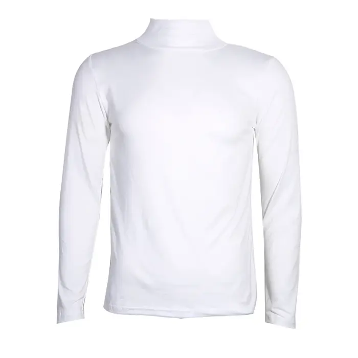 T-Shirt à col roulé pour hommes, couleur unie, décontracté, manches longues, chemise basique, mode,