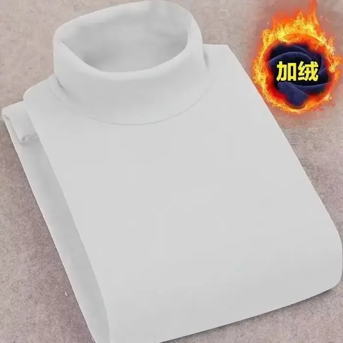 T-shirt à manches longues en polaire double face pour homme, col montant, sous-vêtement chaud, couch