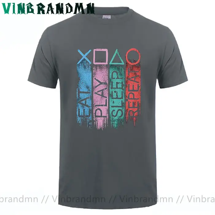 Gamer t-shirt Vintage jouer manger sommeil répéter