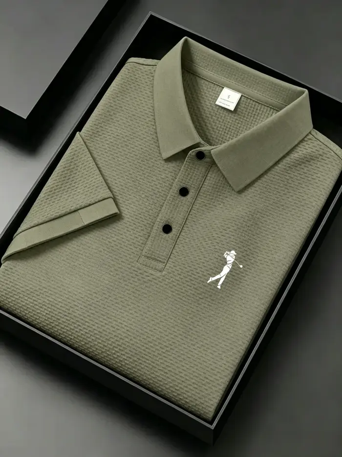 Polo jacquard pour homme avec silhouette de golfeur