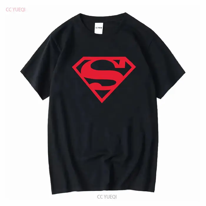 T-shirt Superboy Red Symbol noir à manches longues ou courtes, style vintage délavé, streetwear homm