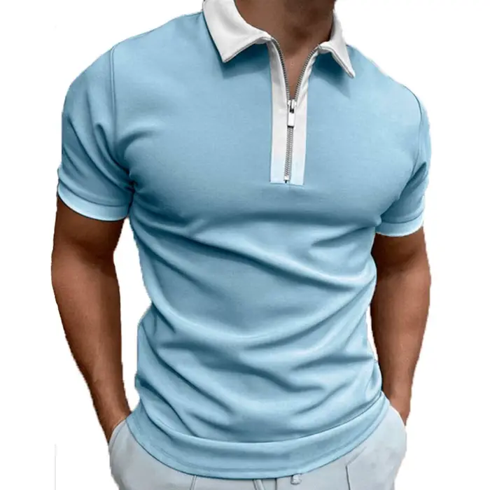 EVERLAST hommes polos course hauts d'entraînement t-shirt été respirant maille coton fermeture éclai