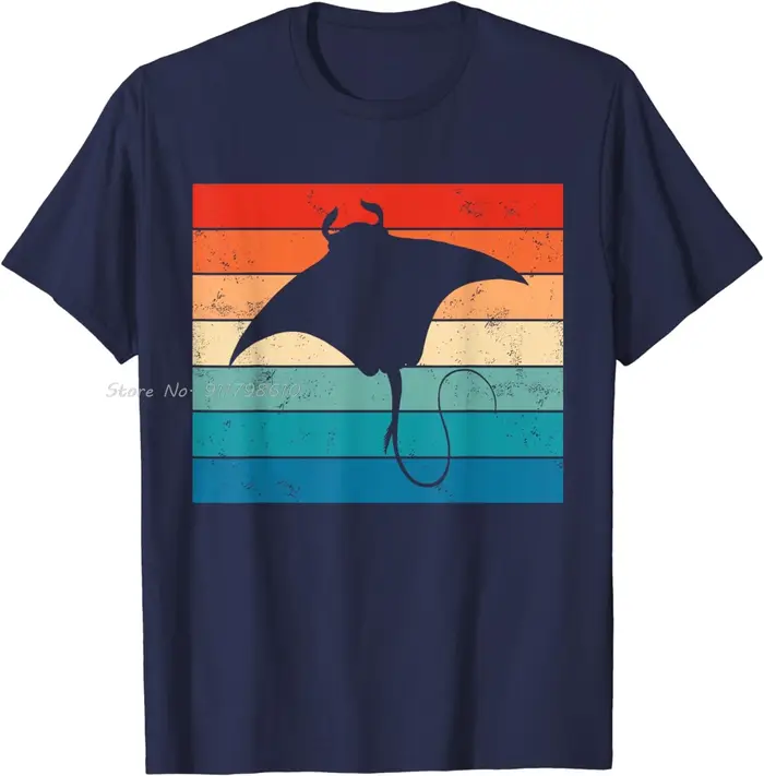 T-shirt en coton nouveau Animal marin plongée sous-marine Stingray rétro Manta Ray unisexe hauts t-shirts été vêtements