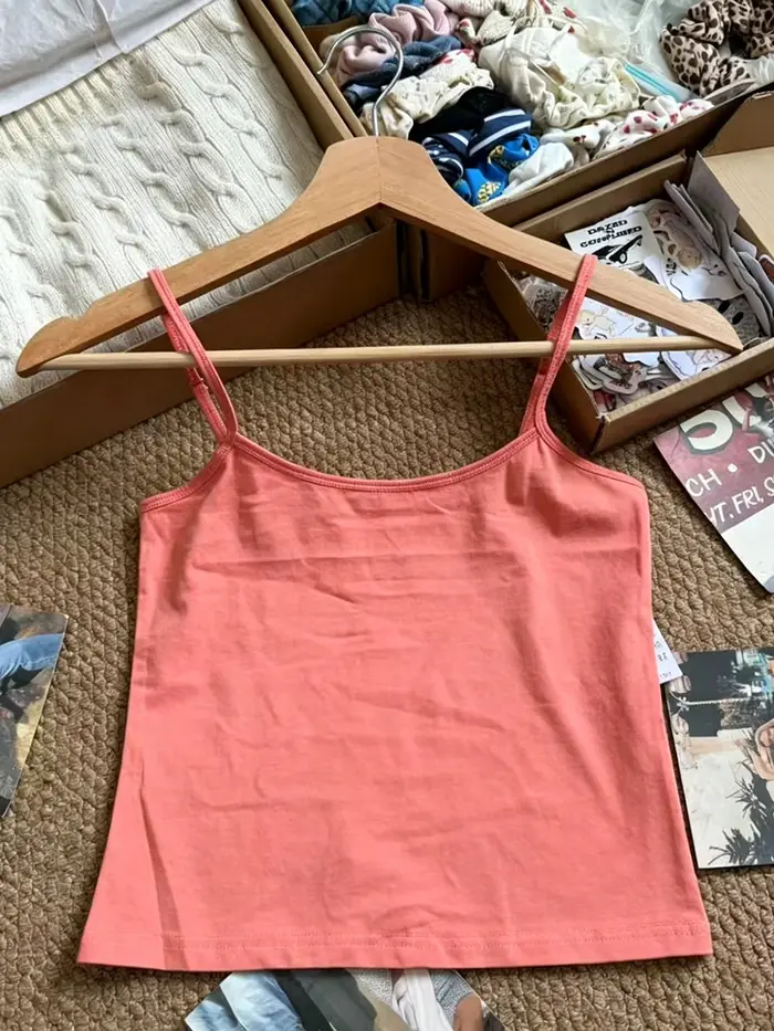 Nouveau débardeur court orange pour femme