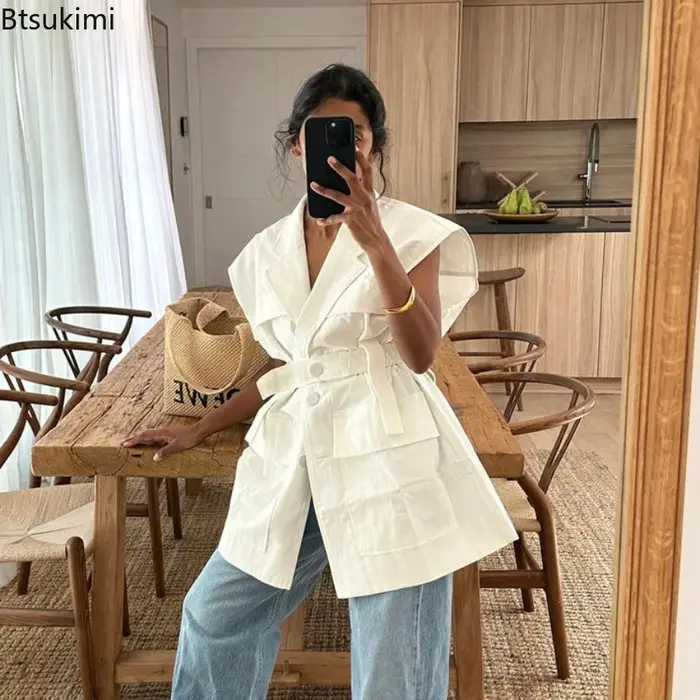 Haut de travail sans manches pour femme