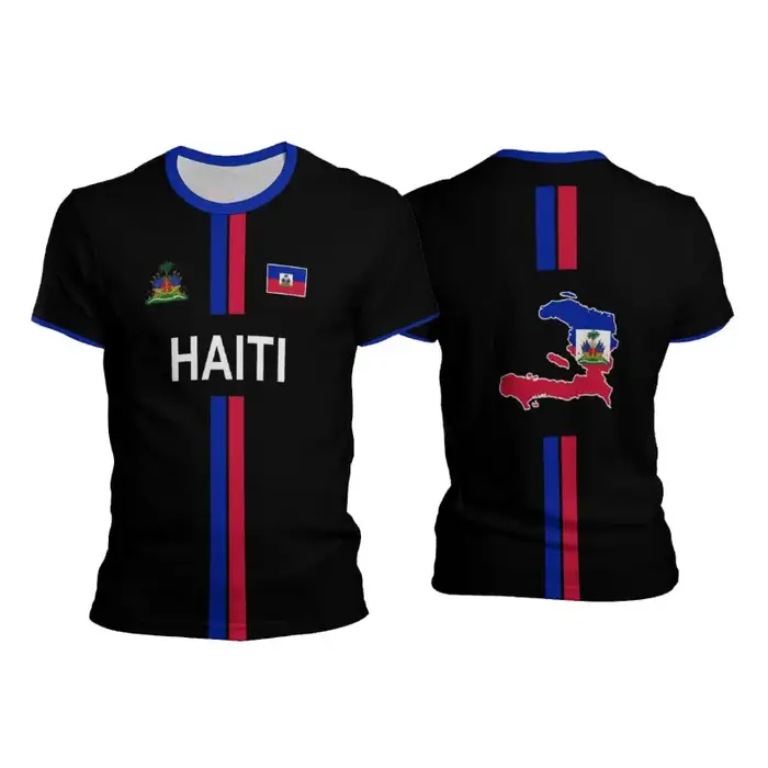 Haïti Football t-shirts hommes sport T-shirt drapeau haïtien rue surdimensionné hauts unisexe décontracté graphique